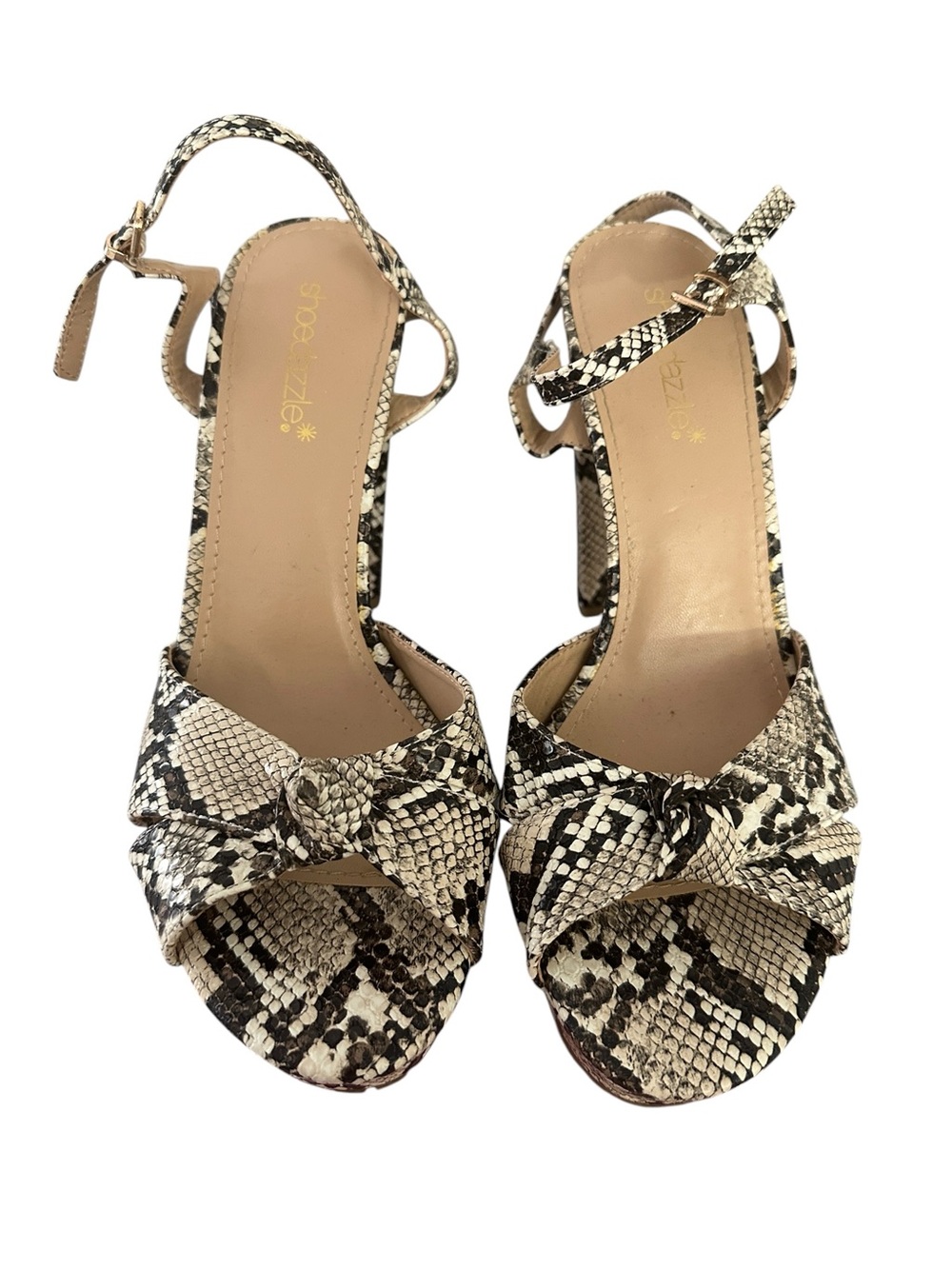 Snake Print Knotted Ankle Strap Heels